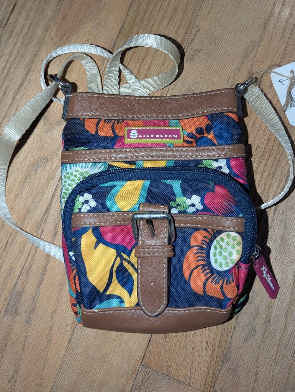 Lily Bloom Colorful Floral Crossbody Bag Small Vegan Leather Trim Purse Boho